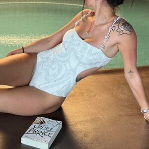 Devon windsor sparkle texture pearled one piece SIZE SMALL/ BRIDES